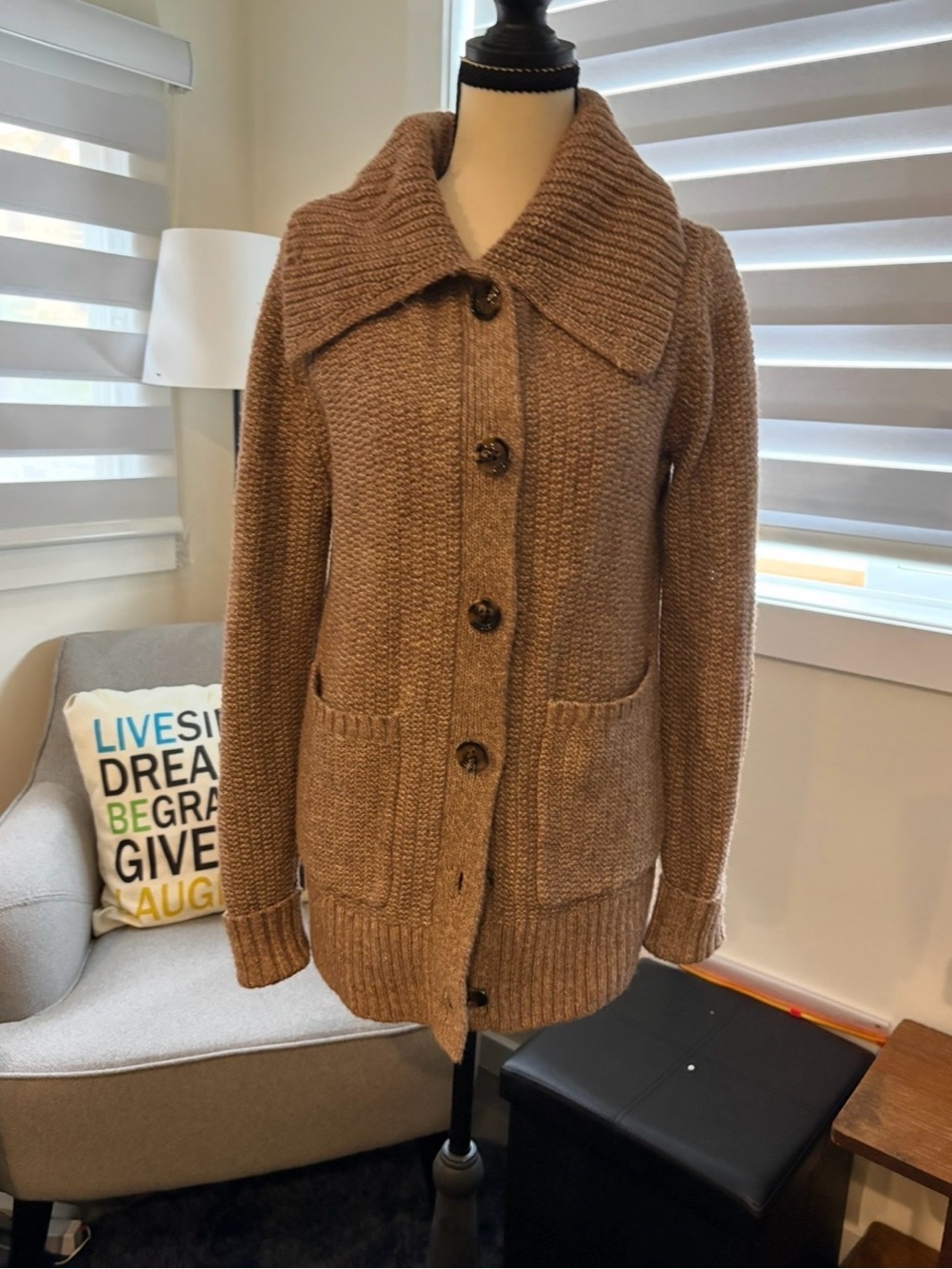 Talbot Chunky Knit Cardigan Jacket - Cozy Collar